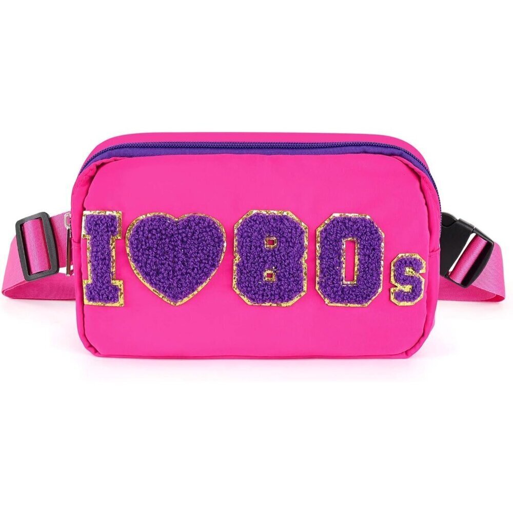 80s Neon Fanny Pack for Women Retro Crossbody Belt Bag Rave Party Gifts